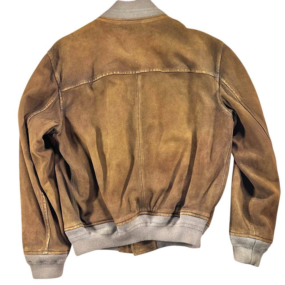 Vintage Polo Ralph Lauren Suede Leather Bomber Jacket L Distressed Brown - Picture 4 of 14